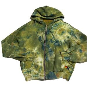 Aviator Nation Hand Dyed Green Womens XS Hoodie Zip Up